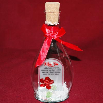 "DESKTOP MESSAGE STAND IN A GLASS BOTTLE - CODE-V2218-002 - Click here to View more details about this Product